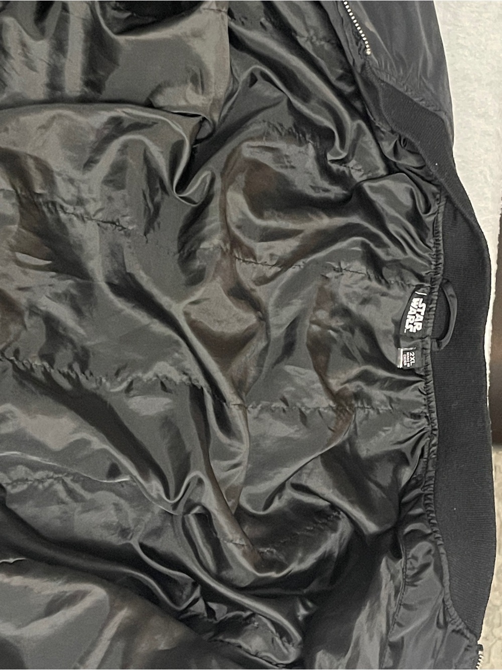 Star Wars Rebel Alliance Flight Bomber Jacket 2XL Black Satin X-Wing Patch - Picture 5 of 7